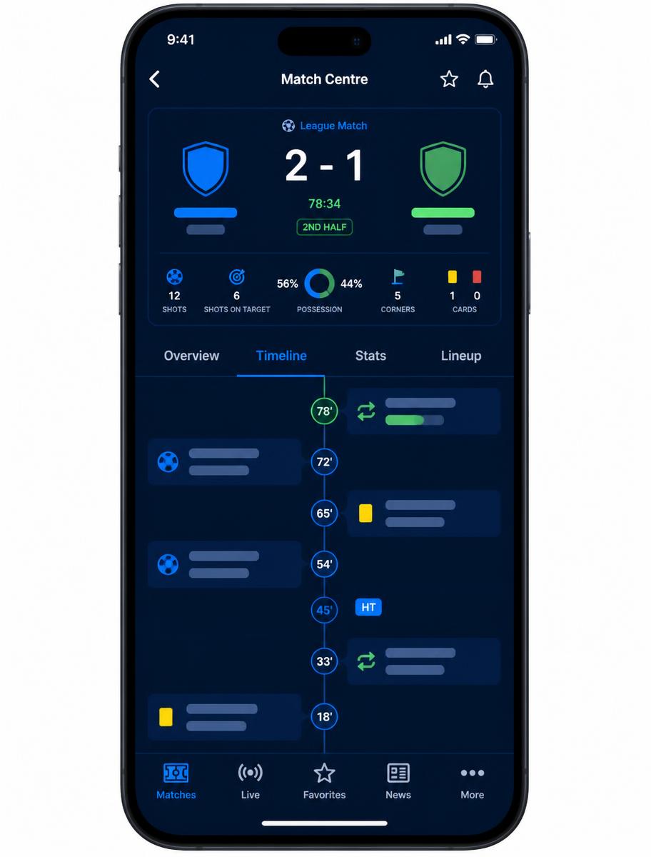Match Centre screen